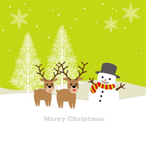 Seamless winter landscape with reindeer, and a snowman. 271845 Vector ...