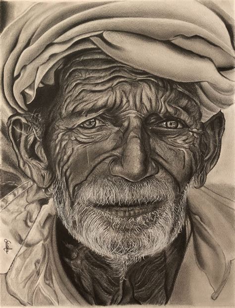 Buy Original Pencil Portrait Drawing of Old Man With Turban Very ...