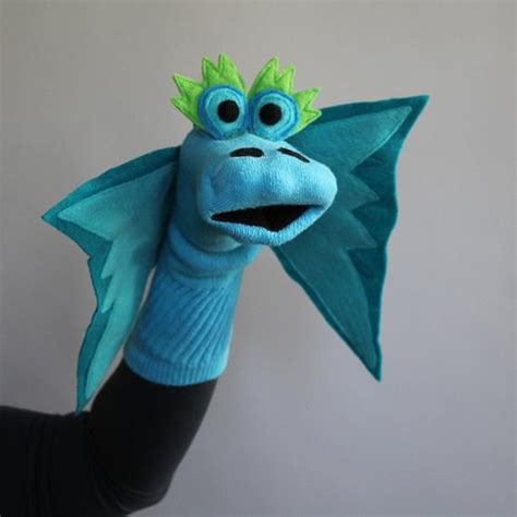 REAL Sock Puppet, Professionally Sewn, Beautiful Turquoise Dragon ...