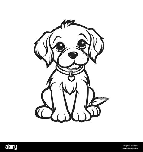 Dog outline sketch vector. Hand drawn dog linear illustration. Monochrome silhouette for ...