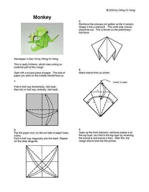 Origami Monkey vs1 by CY Hung | Free DIY Origami instructions