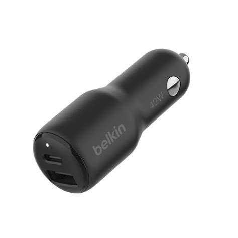 Belkin Boost Charger 2-Port USB-C PD (30W) + USB-A (12W) Car Charger to ...