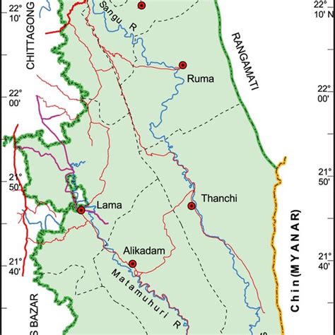 Map of Bandarban district, Bangladesh | Download Scientific Diagram