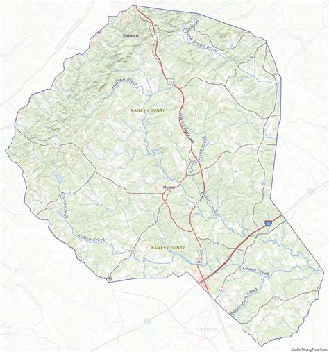 Topographic map of Banks County, Georgia | Georgia