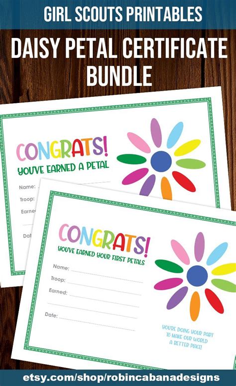 Daisy Girl Scout Petal Certificate Bundle - Printable in 2020 | Daisy girl scouts, Girl scout ...