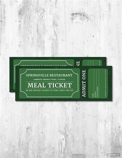 Free Printable Meal Ticket Template - Printable Form, Templates and Letter