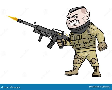 Cartoon Soldier Shooting His Gun Illustration Stock Illustrations – 5 ...