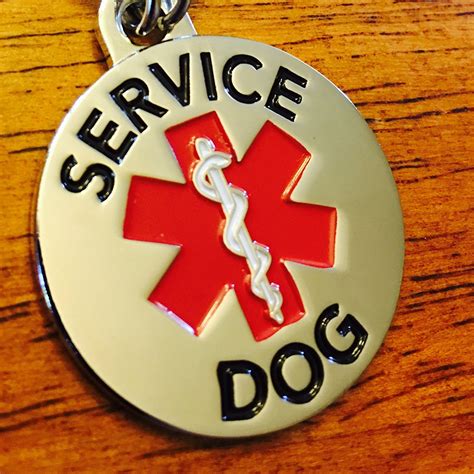 DOUBLE SIDED SERVICE DOG with Red Medical Alert Symbol 1.25 inch Durable Stainless Steel Dog Tag