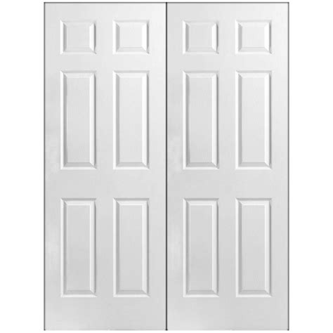 Masonite 48 in. x 80 in. 6-Panel Primed White Hollow-Core Textured Composite Prehung Interior ...