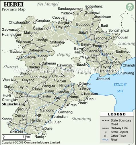 Hebei Province Map, Map of Hebei China