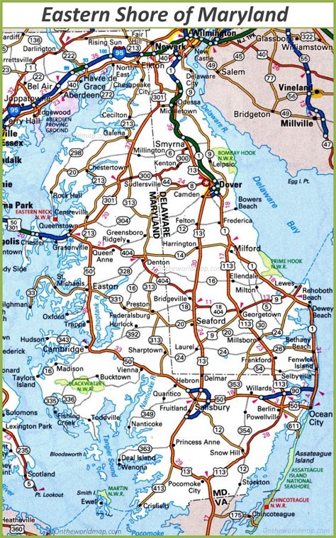 Map of Eastern Shore of Maryland - Ontheworldmap.com