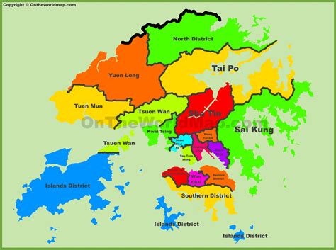 Administrative map of Hong Kong - Ontheworldmap.com