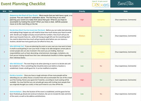 Event Planning Checklist Excel® - Dotxes