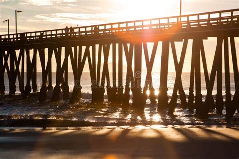 Hueneme Beach Pier, Port Hueneme, California at Sunset Stock Photo ...