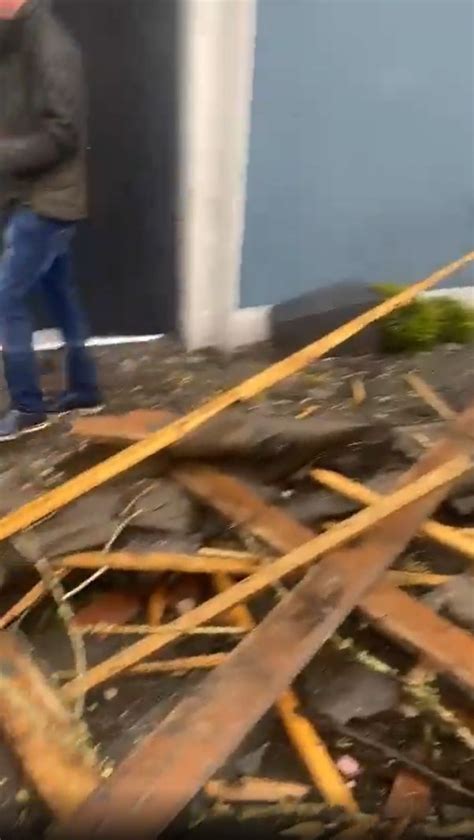 Watch terrifying moment 'tornado' sweeps across Irish town as roof ...