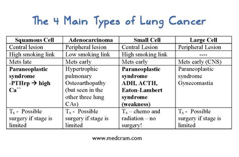 The 4 types of lung cancer - Quick reference sheet - Medcram Blog