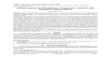 SWOT Analysis in Thirukkural: Comparative Analysis with Humphrey SWOT ...