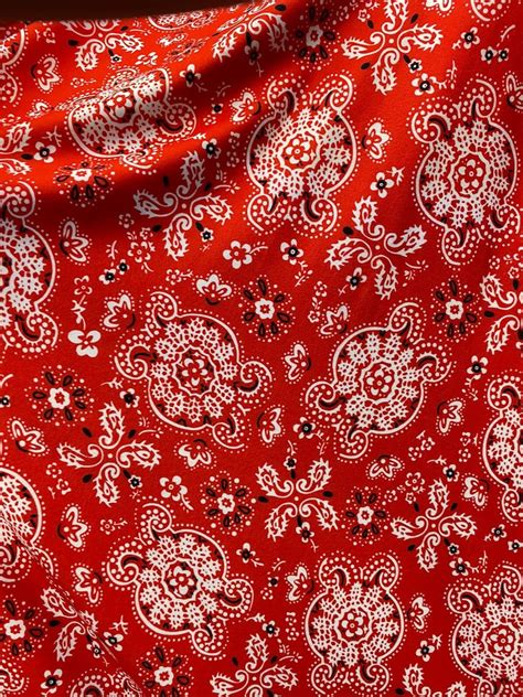 Cotton Spandex Fabric Red & Black Bandana Print Very Soft - Etsy