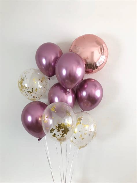 NEW Chrome Mauve Balloons Rose Gold Balloons Gold Confetti | Etsy Glitter Balloons, Rose Gold ...