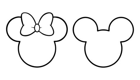 Mickey and Minnie Mouse Head Outline | Printable Stencil