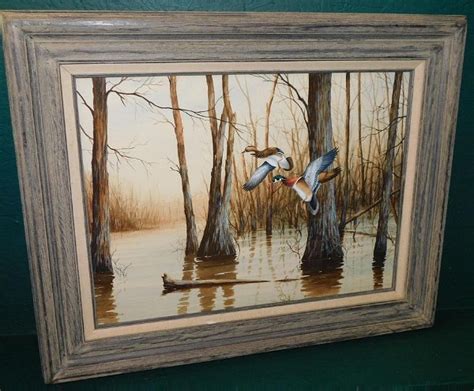 Framed Watercolor Of Ducks Flying