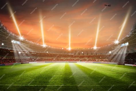 Estádio de futebol 3d render arena de campo de estádio de futebol ...