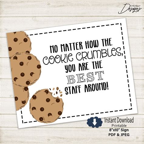 Cookie - Staff Appreciation 8x10 Breakroom Sign | Printable - Instant | Employee appreciation ...