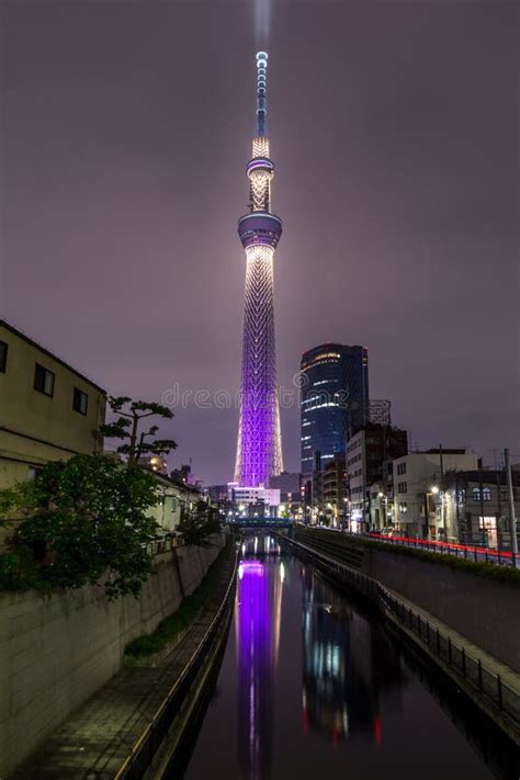 Tokyo Skytree In Night Light View Editorial Stock Photo - Image of ...