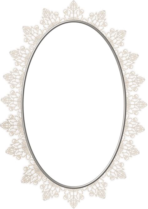 Download A White Oval Frame With Lace Trim [100% Free] - FastPNG