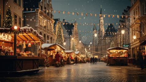 View Historic European Town Square Adorned with St. Nicholas Day Decorations Stock Illustration ...