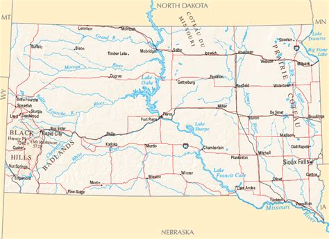 South Dakota Rivers Map