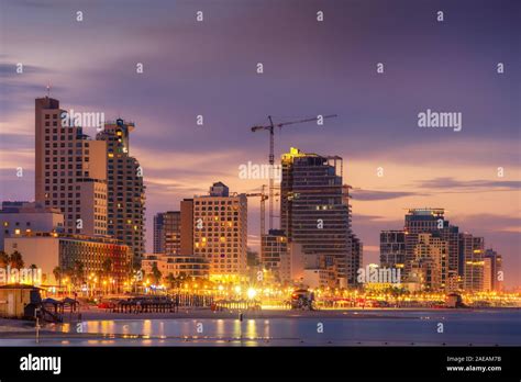 Tel Aviv Skyline, Israel. Cityscape image of Tel Aviv beach with some ...