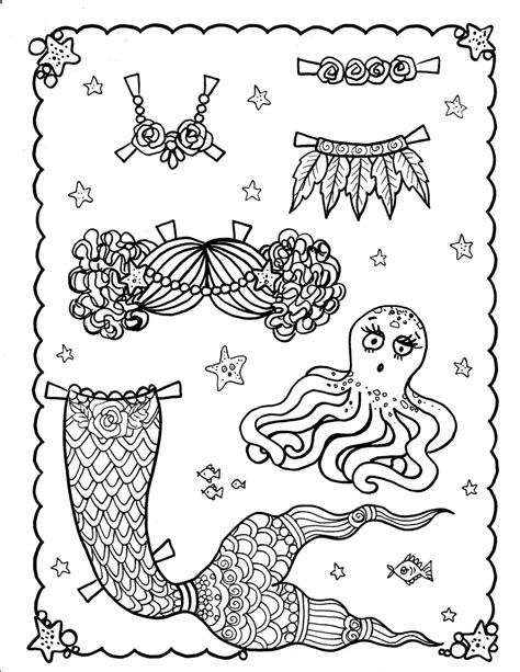 Mermaid Paper Doll 5 Pages to Color and Cut and Play - Etsy