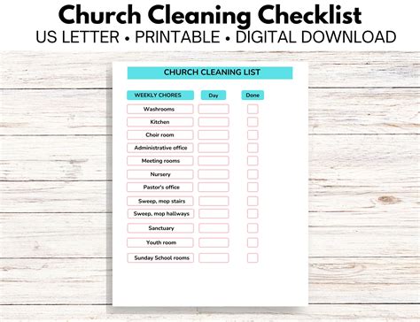 Church Cleaning List - Etsy