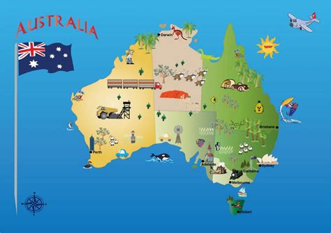 Australian map, flag and country facts