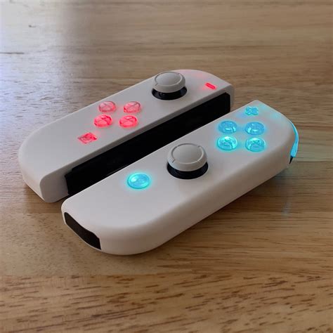 Custom Joy-Con LED MOD - White on White with Backlit Clear Buttons - N ...