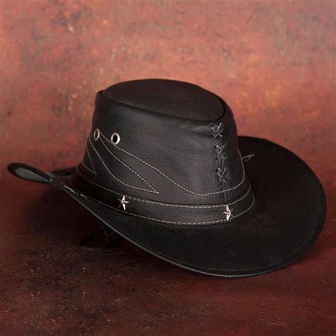 Black Leather Cowboy Hat – Indian Headdress - Novum Crafts