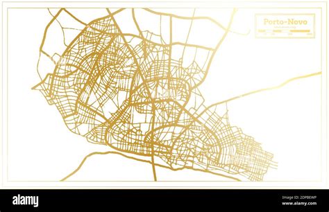 Porto Novo Benin City Map in Retro Style in Golden Color. Outline Map. Vector Illustration Stock ...