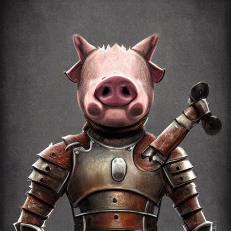 humanoid pig wearing iron armor and halmet, holding a | Stable ...