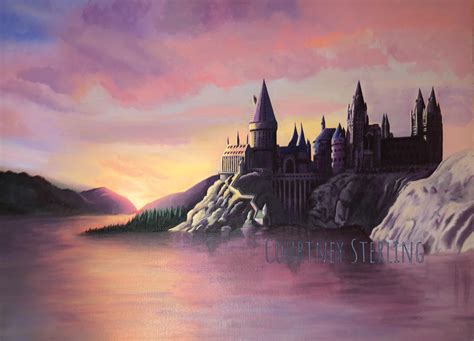 Almost finished with this acrylic painting of hogwarts after 30+ hours ...