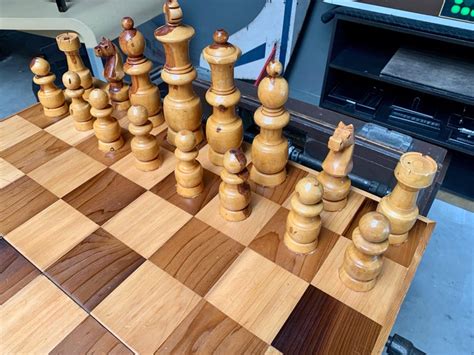 Oversized Wood Chess Set at 1stDibs