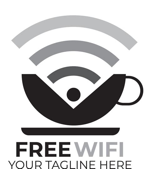 Internet cafe logo template. Free wifi area vector design. Wi-fi symbol and coffee cup ...