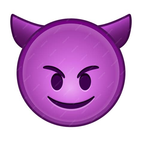 Premium Vector | Top quality emoticon evil devil emoji happy purple emoticon with devil horns ...