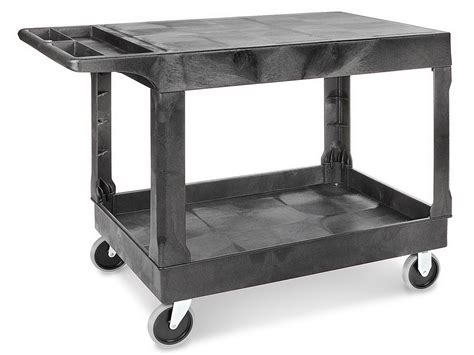 Uline Flat Shelf Utility Cart - 44 x 25 x 33", Black H-3325BL - Uline Wheelbarrow Wheels, Rubber ...