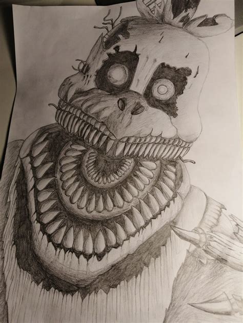 Nightmare Chica | Fnaf drawings, Scary art, Fnaf coloring pages