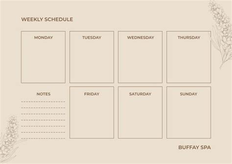 Free Aesthetic Buffay Spa Schedule template to edit