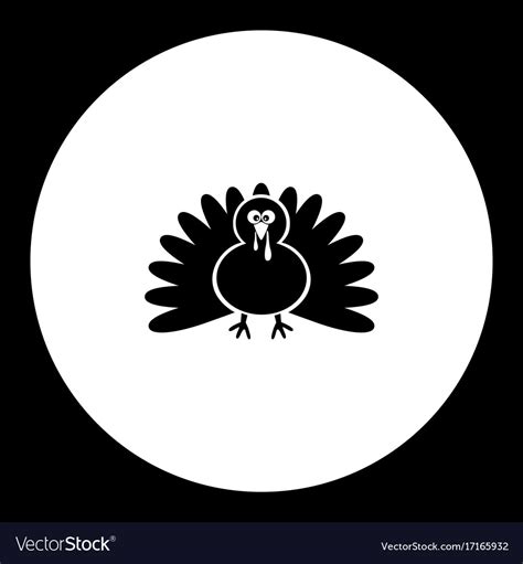 Turkey cartoon simple silhouette black icon eps10 Vector Image