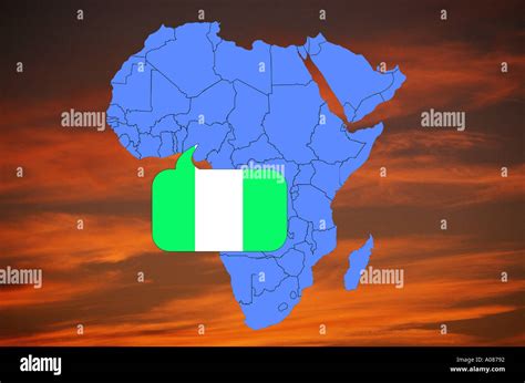 Africa map and flag of Nigeria Stock Photo - Alamy