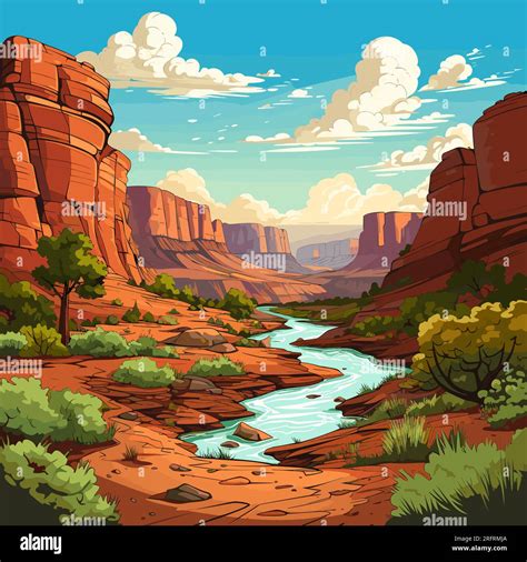 Grand Canyon hand-drawn comic illustration. Grand Canyon. Vector doodle style cartoon ...