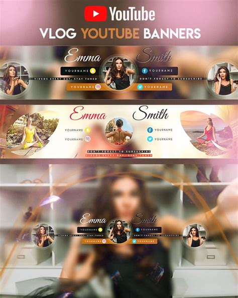 Vlog YouTube Banner | Youtube banner backgrounds, Youtube banner design ...